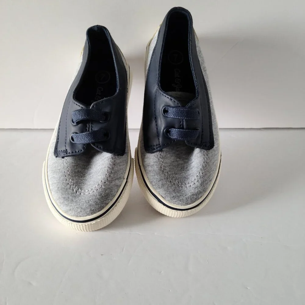 CAT & JACK AHOY STYLE PULL ON BOYS BOAT SHOES LIGHT/DARK BLUE COMBO SIZE 7